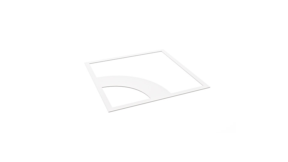 Dekor 9086 med rund böjd form – bygg systemmönster med LED-panel i kontorsmiljö