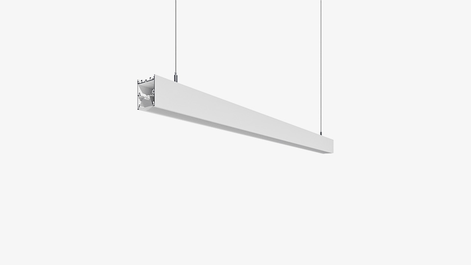 Skyline Up System 1200 mm, vit – linjär pendlad armatur för sömlös allmänbelysning med upp- och nerljus.
