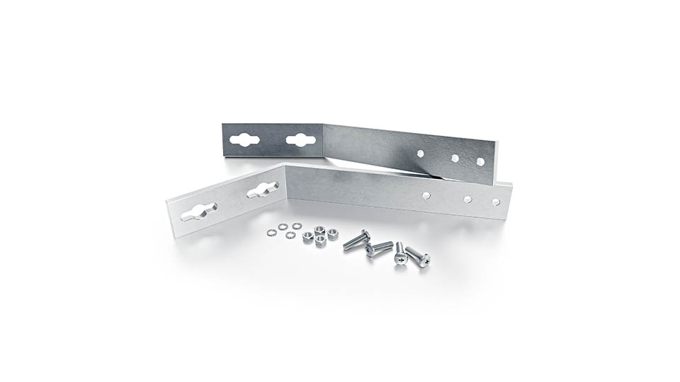 45° väggkonsol till Sicuro – blåkromaterad konsol för vinklat montage av armatur på vägg.