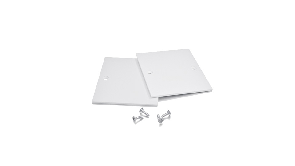 Vit gavelsats för Skyline System – avslut för linjär armatur inom allmänbelysning och korridorbelysning.